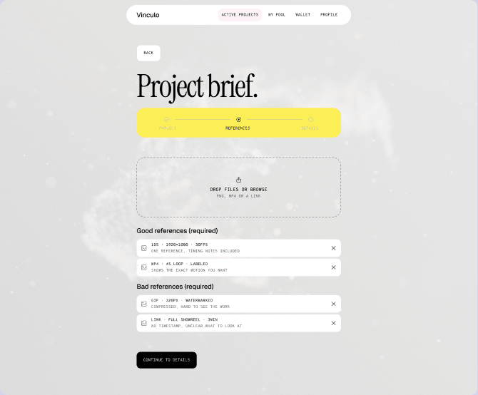 Project brief form with good and bad reference examples